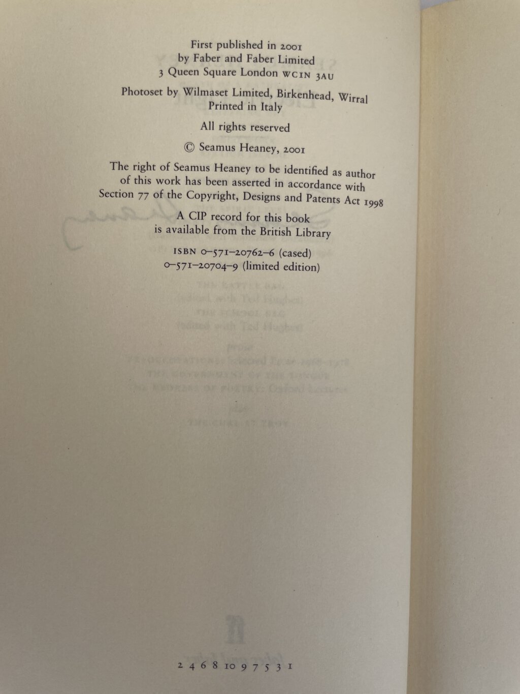 seamus heaney electric light signed first 3