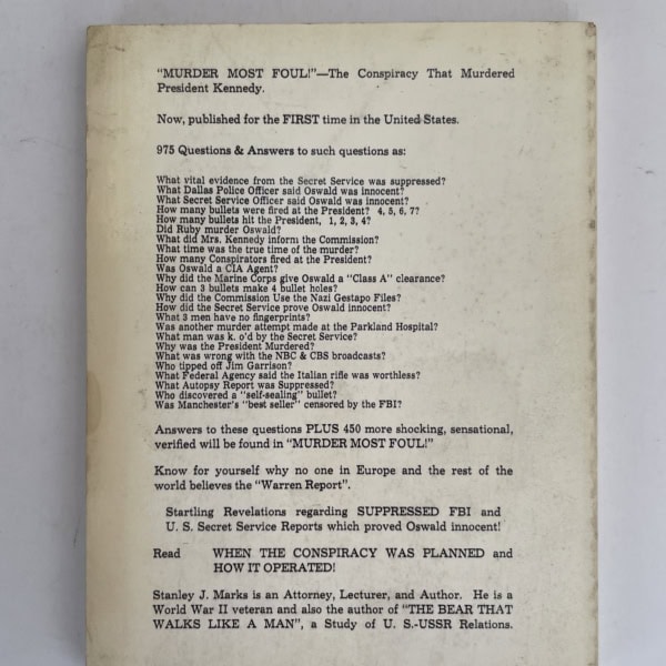 stanley j marks murder most foul first ed3