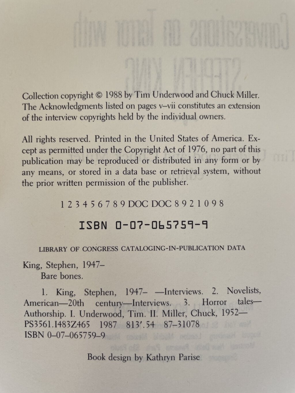 stephen king bare bones signed us first 3