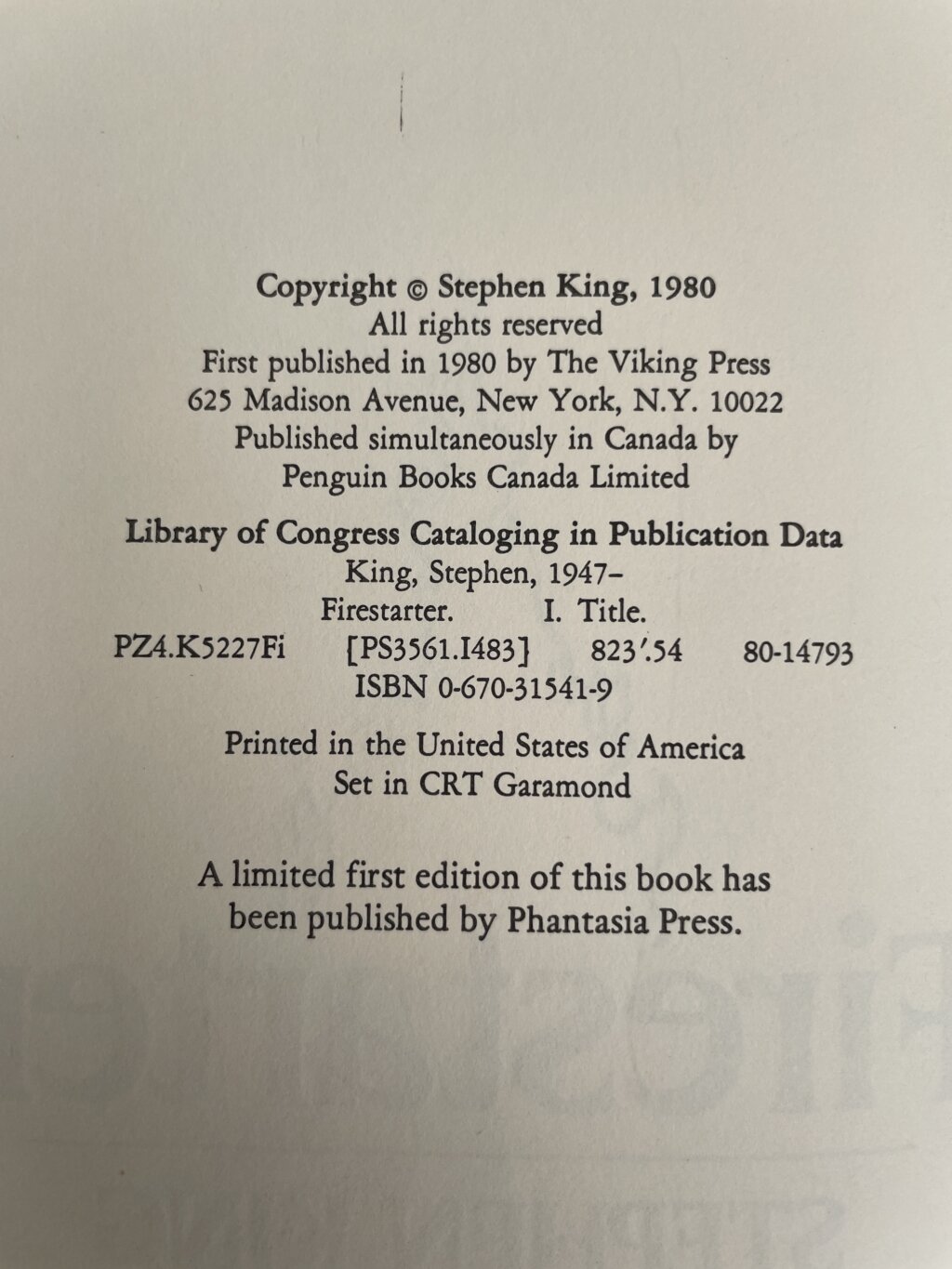 stephen king fire starter first us edition signed3