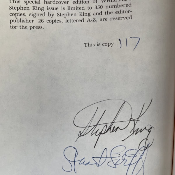 stephen king whispers signed us first 3