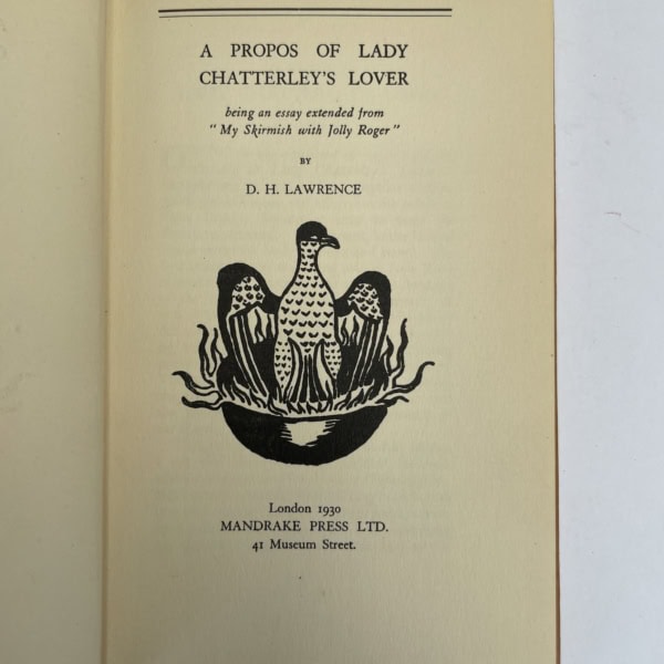 dh lawrence a props of lady chatterleys lover first edition2