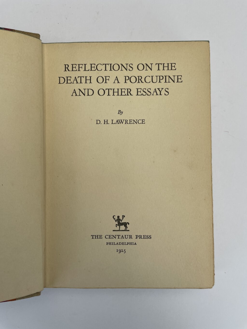 dh lawrence reflections on the death of a porcupine first edition2