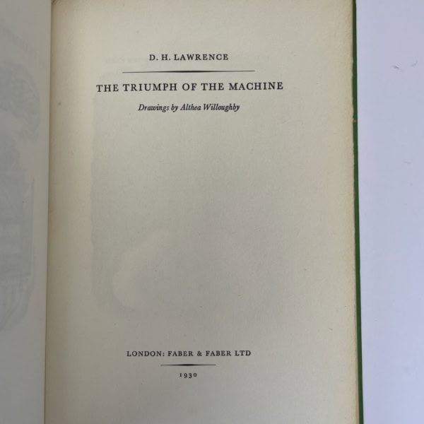 dh lawrence the triumph of the machine first edition3