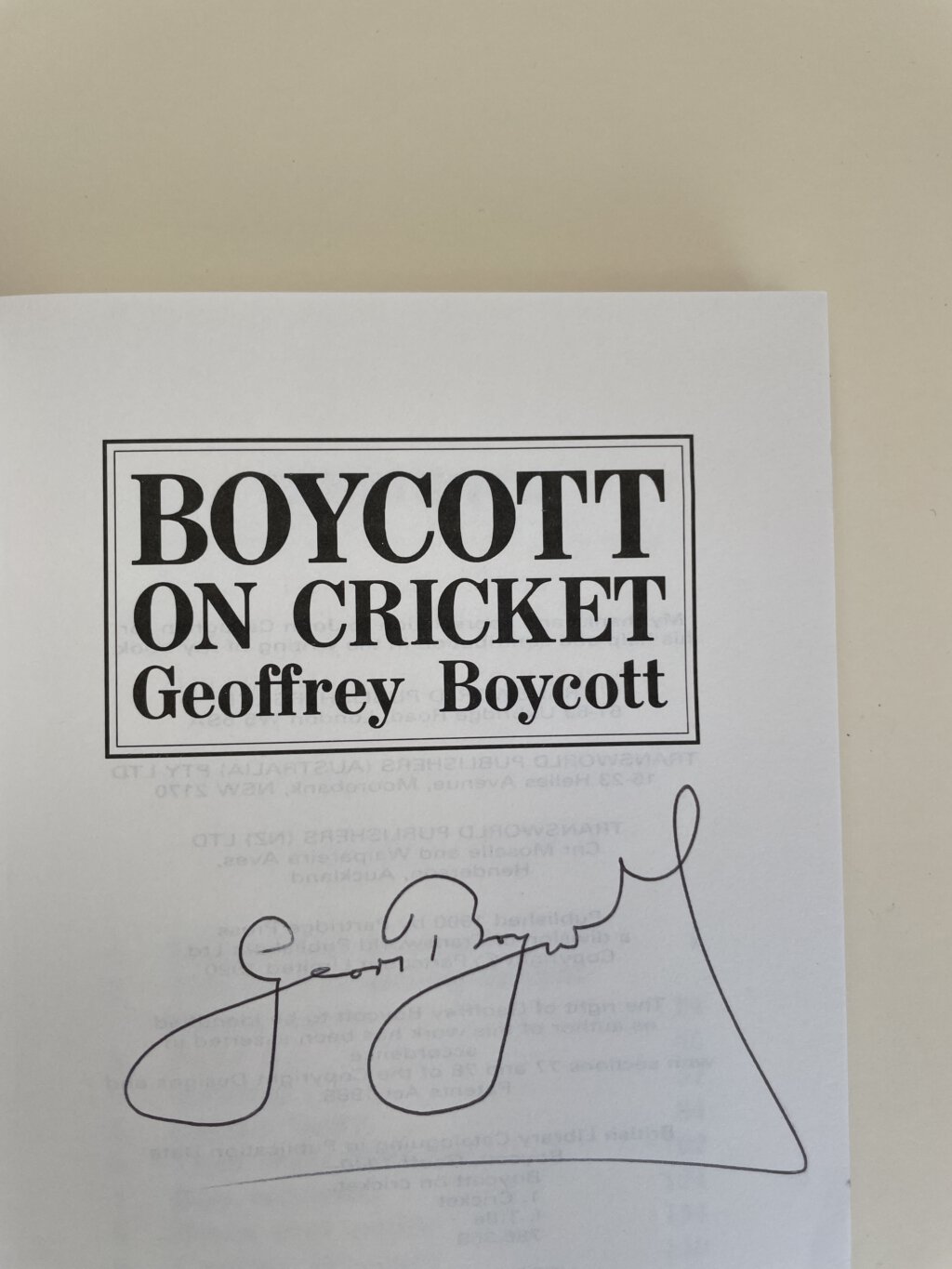 geoff boycott on cricket signed first 2