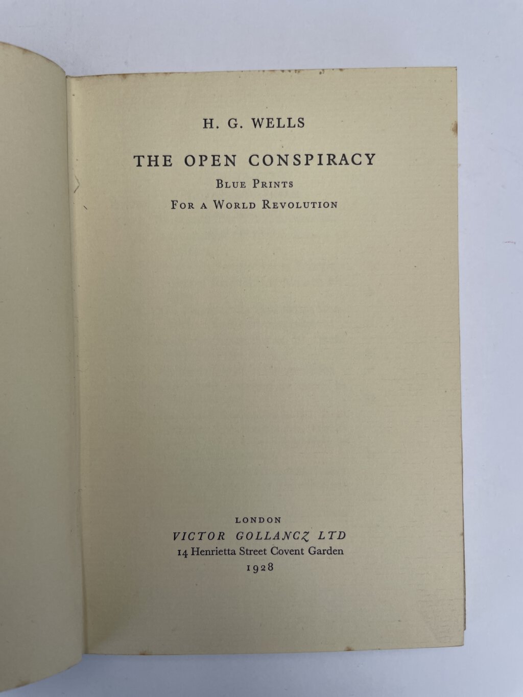 hg wells the open conspiracy first ed2