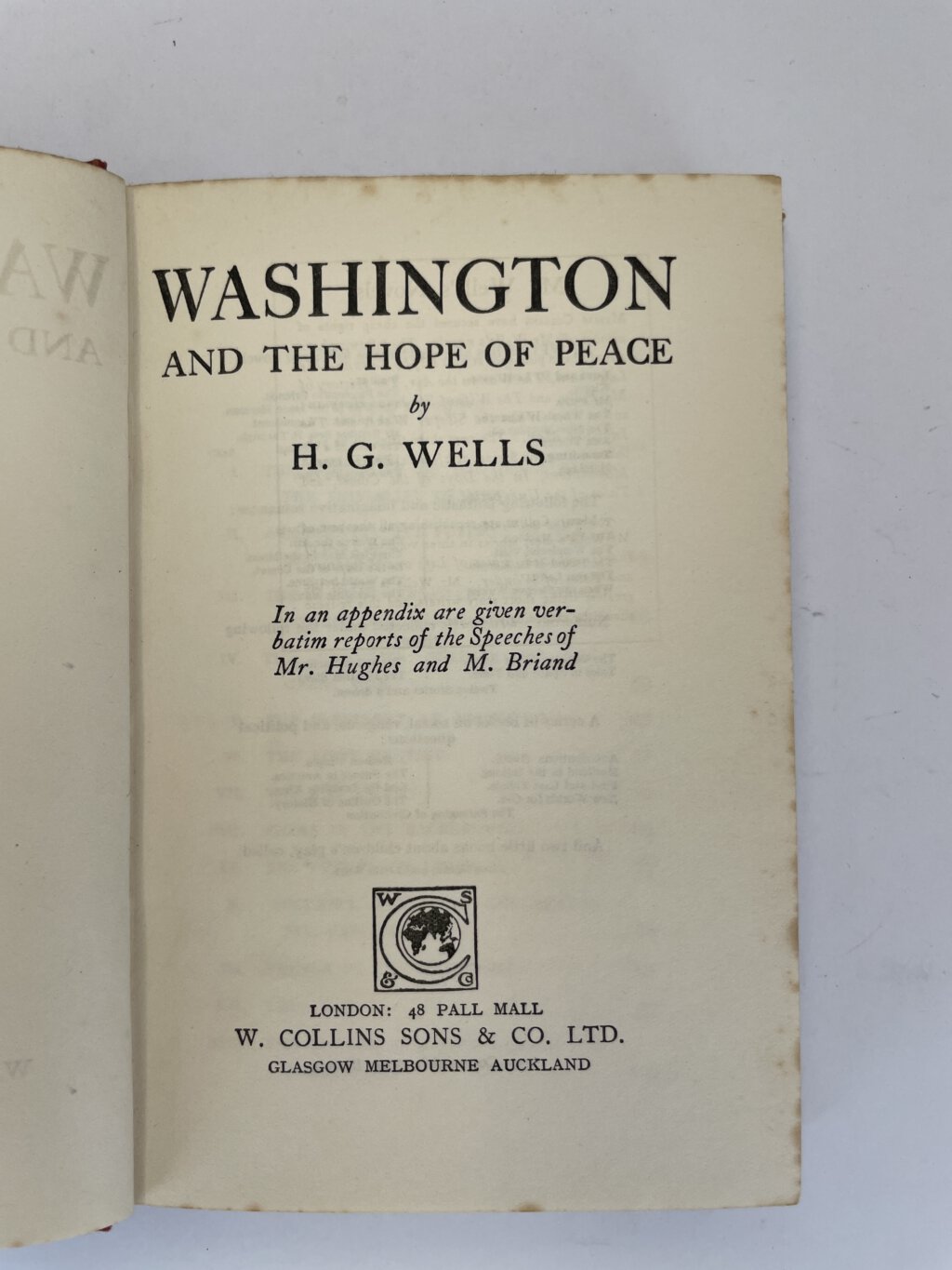 hg wells washington and the hope of peace first edition2