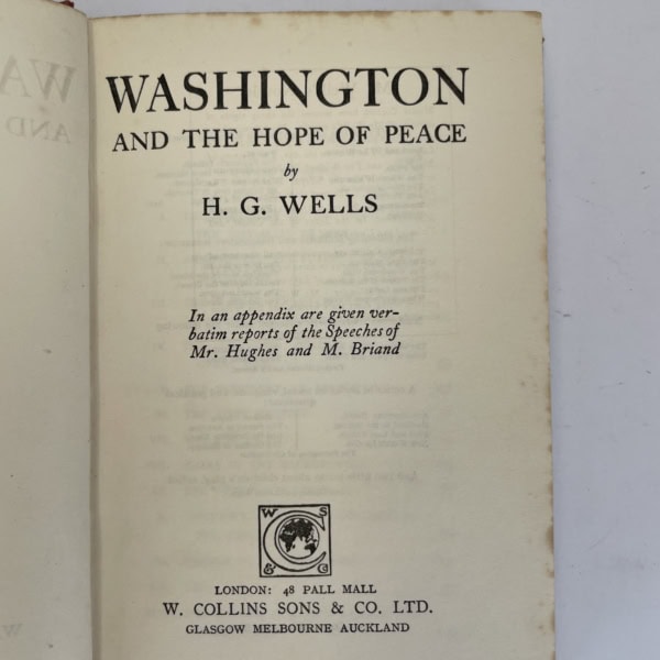 hg wells washington and the hope of peace first edition2