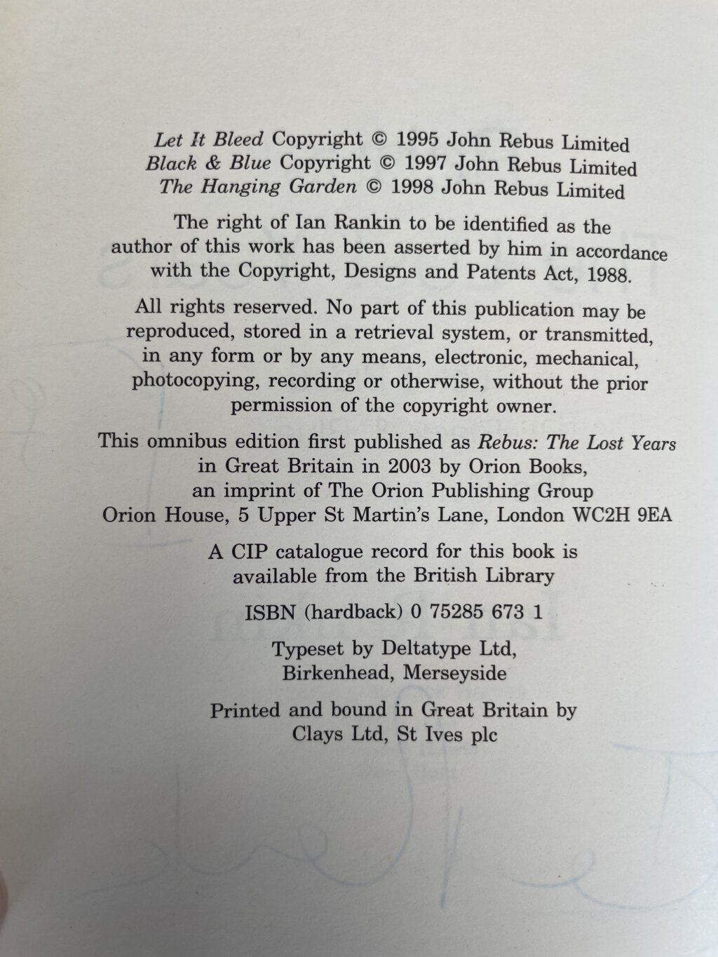 ian rankin rebus first edition signed 3
