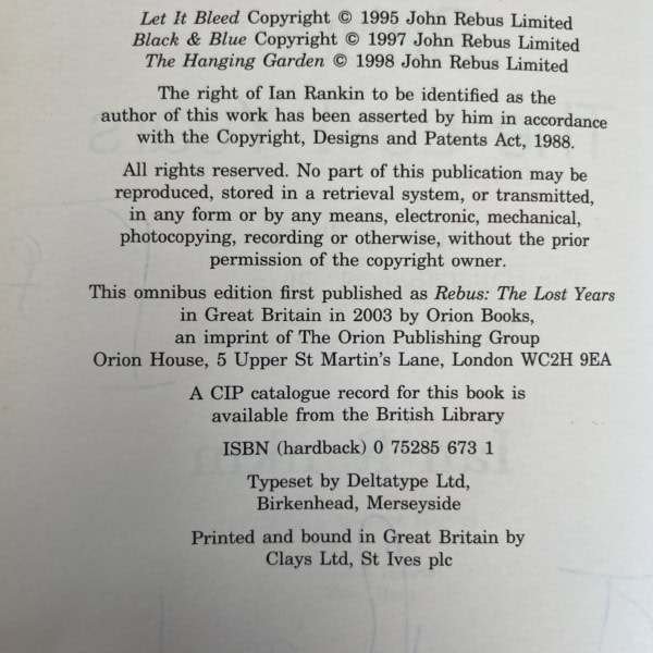 ian rankin rebus first edition signed 3