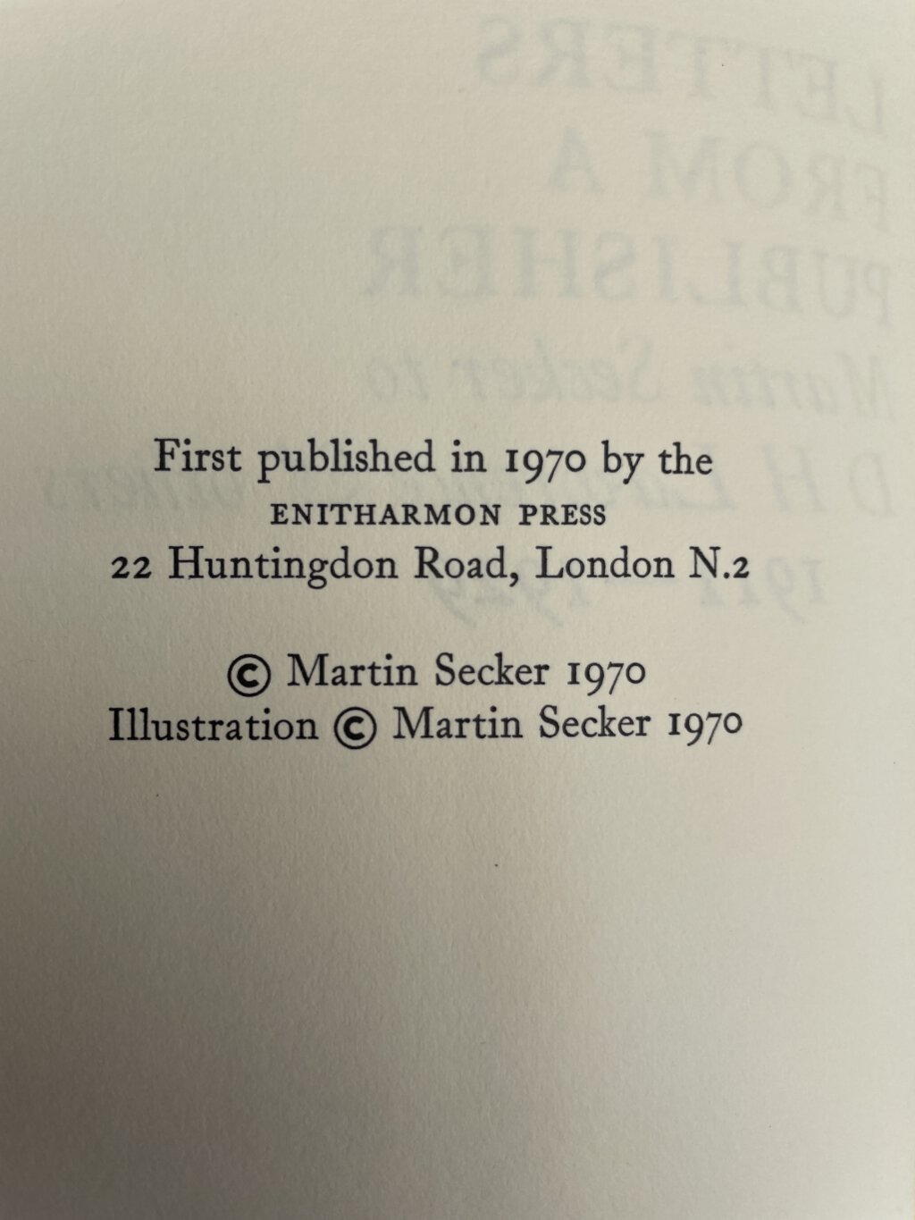 martin secker letters from a publisher to dh lawrence first 2
