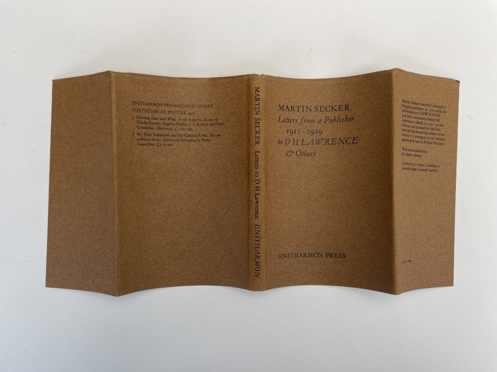 martin secker letters from a publisher to dh lawrence first 4