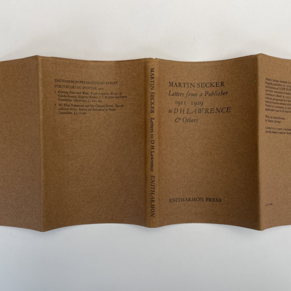 martin secker letters from a publisher to dh lawrence first 4