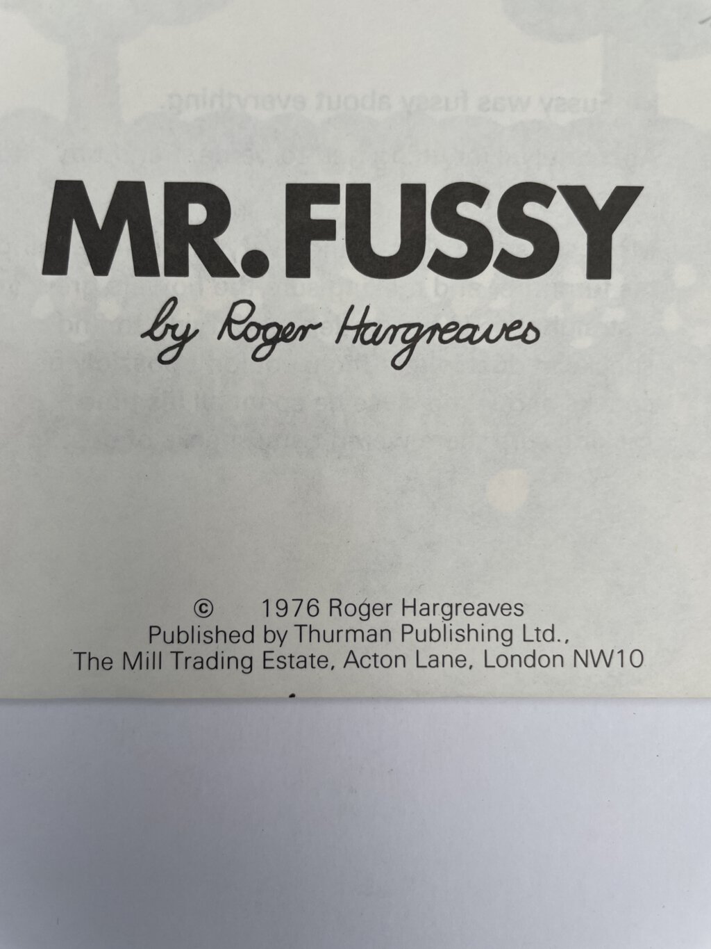 roger hargreaves mr fussy first 2