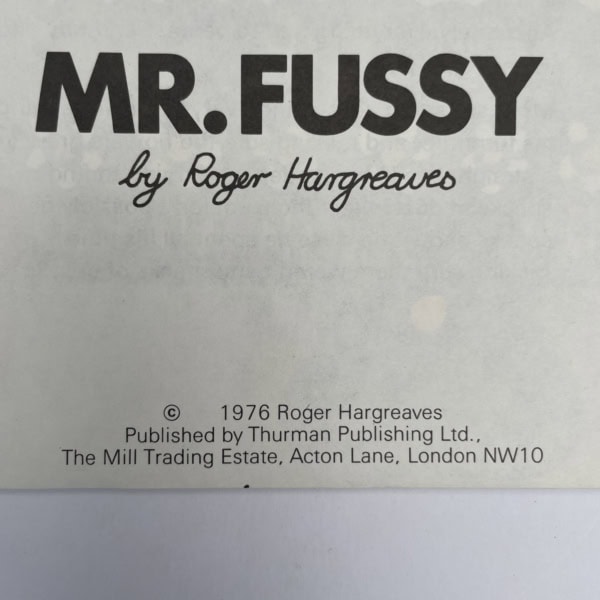 roger hargreaves mr fussy first 2