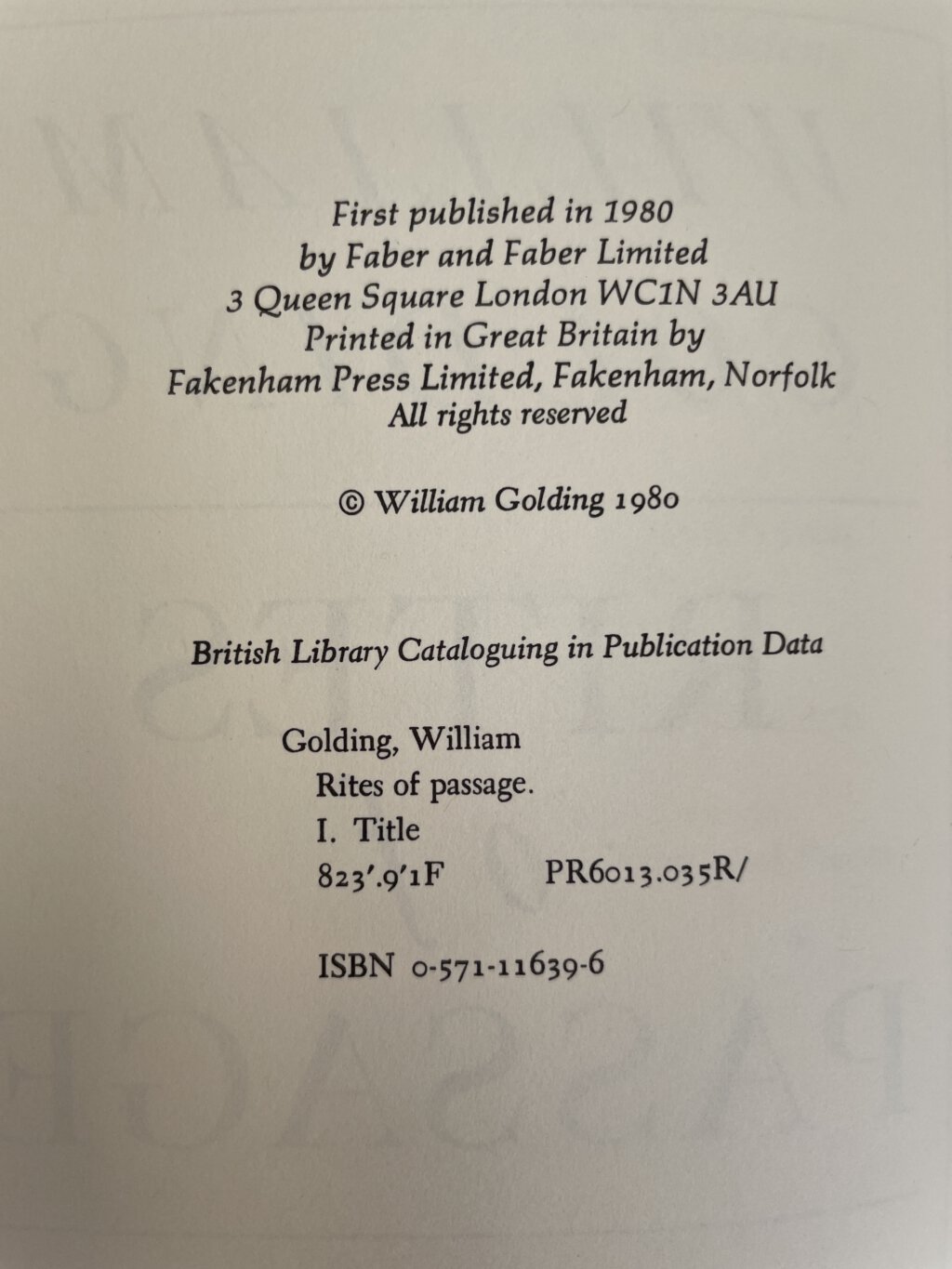 william golding rites of passage first with band 2