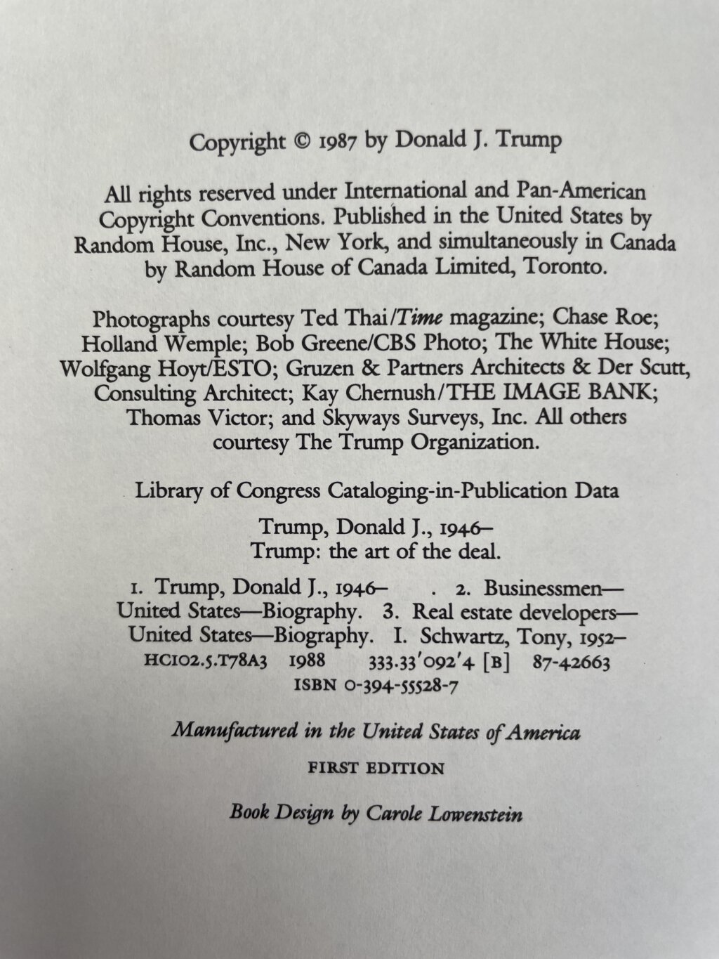 donald trump the art of the deal first edition2