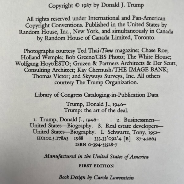 donald trump the art of the deal first edition2