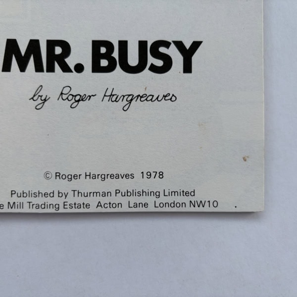 roger hargreaves mr busy first ed2
