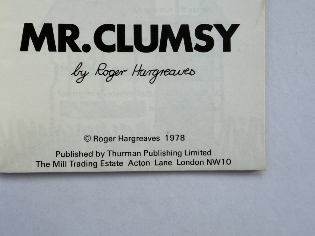 roger hargreaves mr clumsy first ed2
