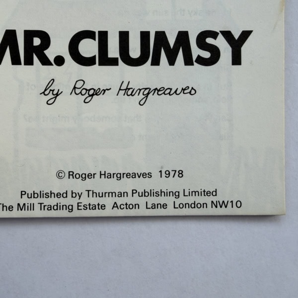 roger hargreaves mr clumsy first ed2