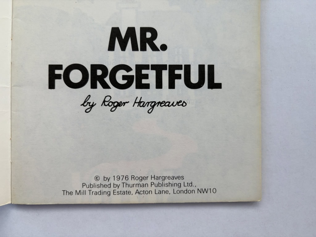 roger hargreaves mr forgetful first ed2