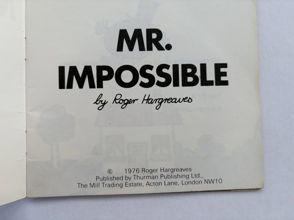 roger hargreaves mr impossible first ed2