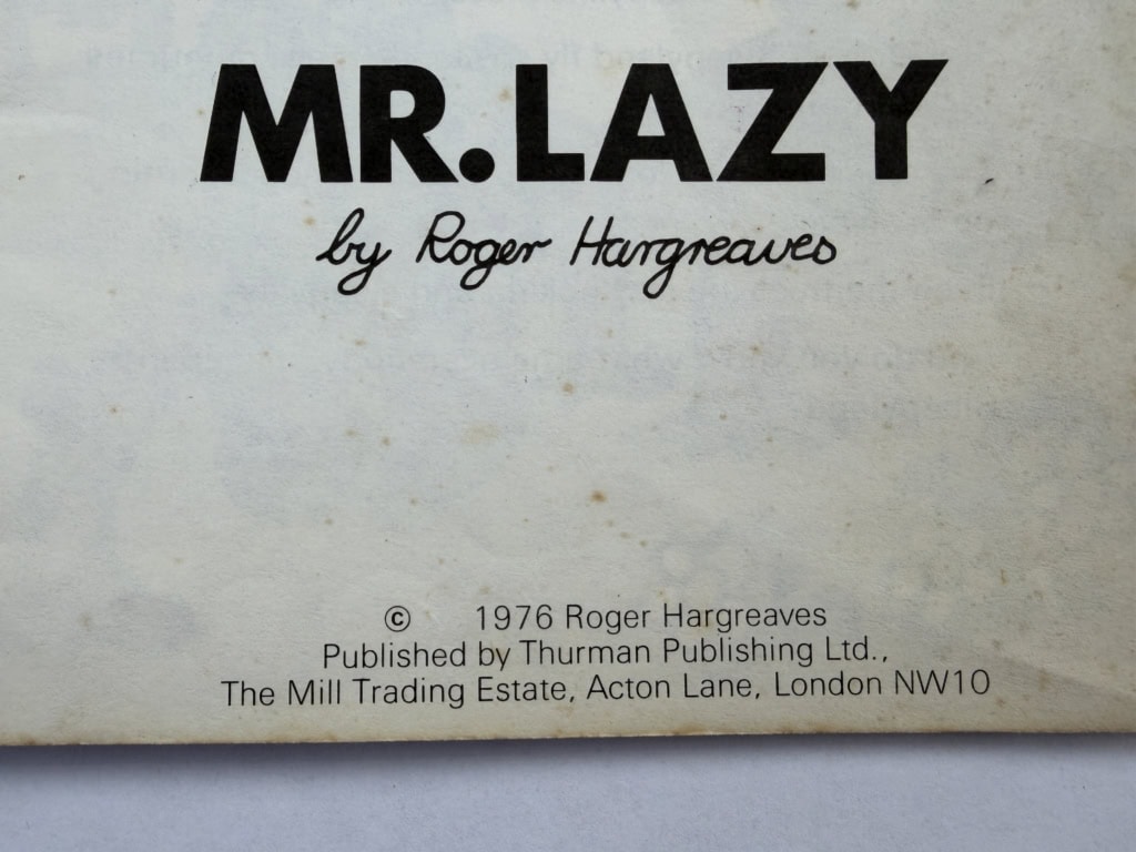 roger hargreaves mr lazy first ed2
