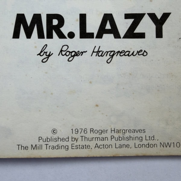 roger hargreaves mr lazy first ed2