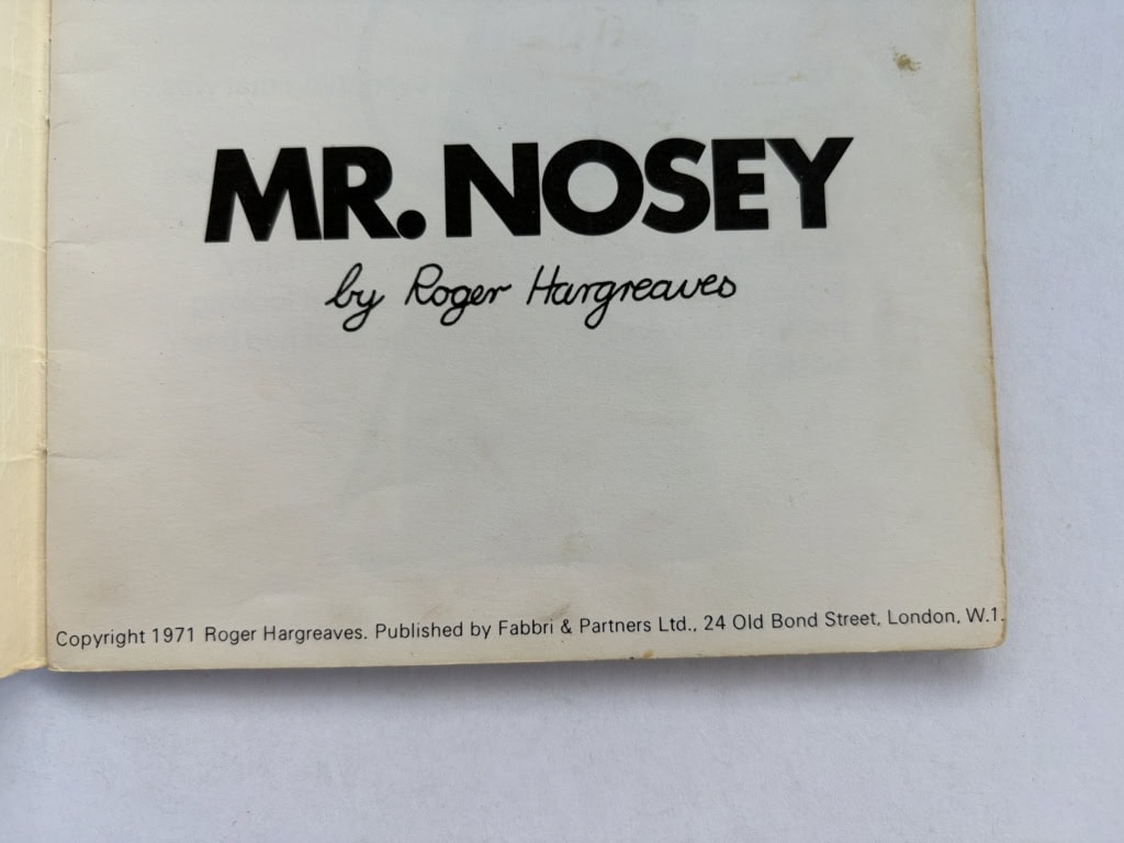 roger hargreaves mr nosey first ed2