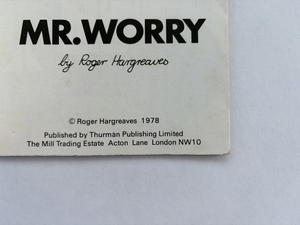 roger hargreaves mr worry first ed2