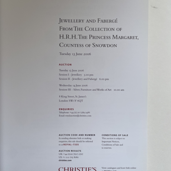 Christie’s [HER ROYAL HIGHNESS THE PRINCESS MARGARET COUNTESS OF SNOWDON] 1