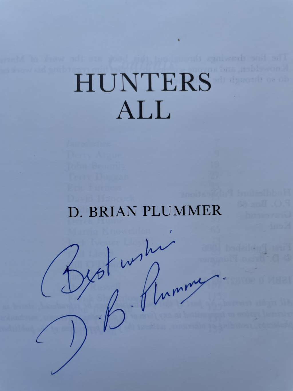 d brian plummer hunters all signed first editiion2