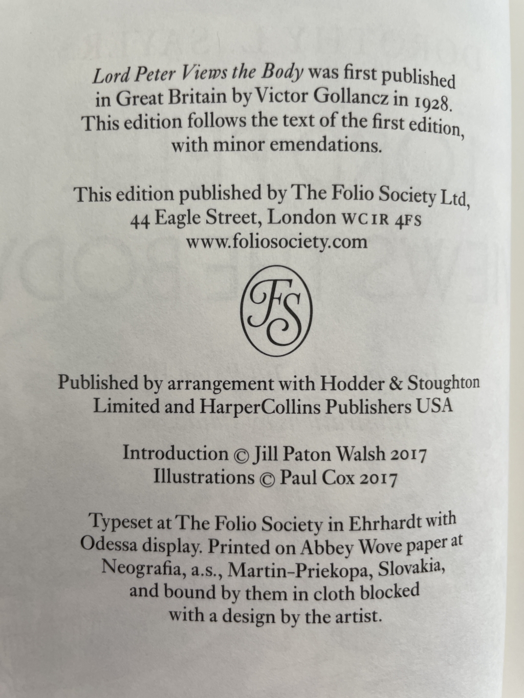 dorothy l sayers lord peter views the body folio2