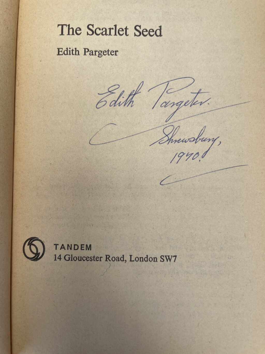 edith pargetter the scarlet seed signed 1st 2