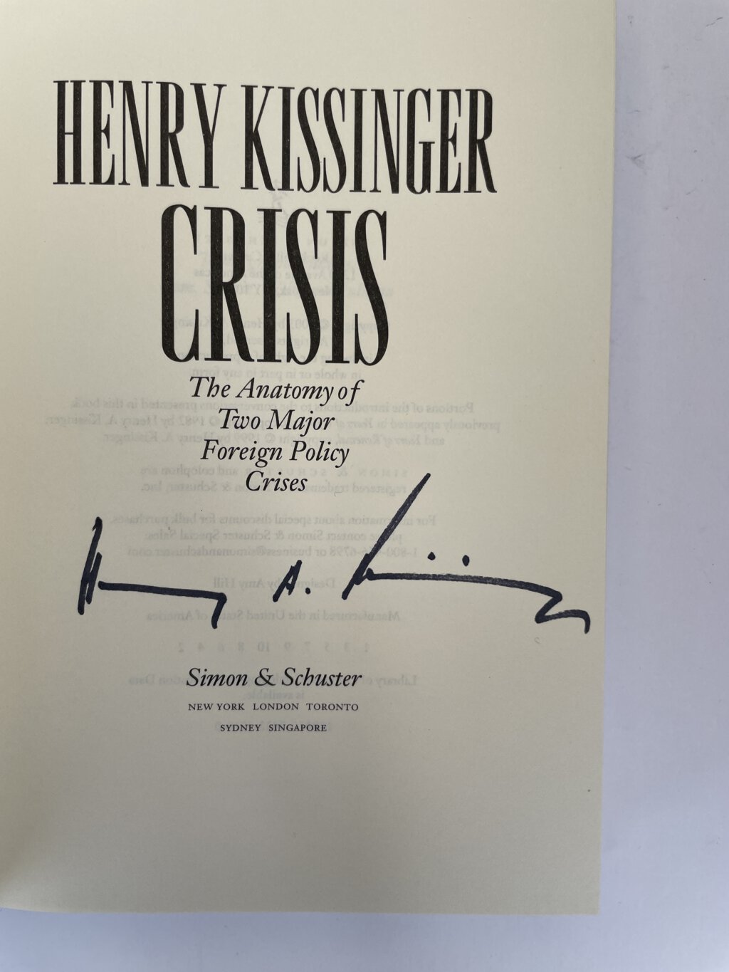 henry kissinger crisis signed first ed2