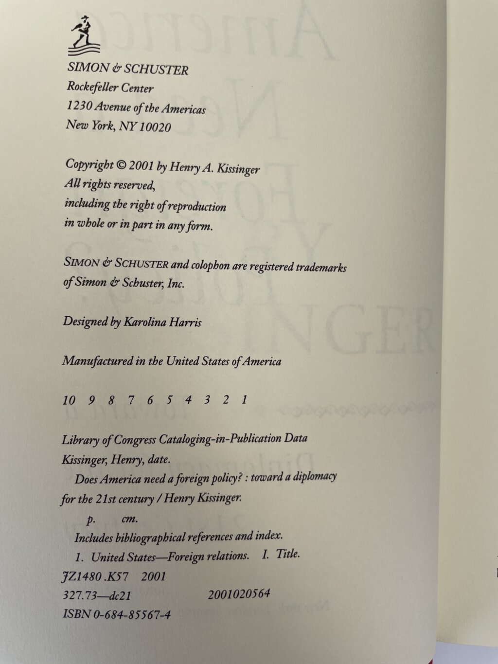 henry kissinger does america need a foreign policy signed first ed3