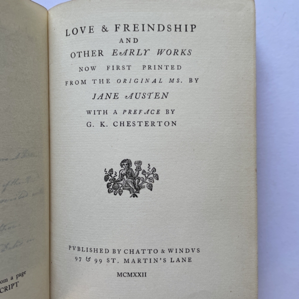 jane austen love and friendship first editon2