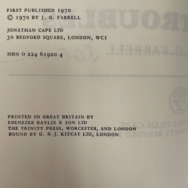 jg farrell troubles signed first edition4