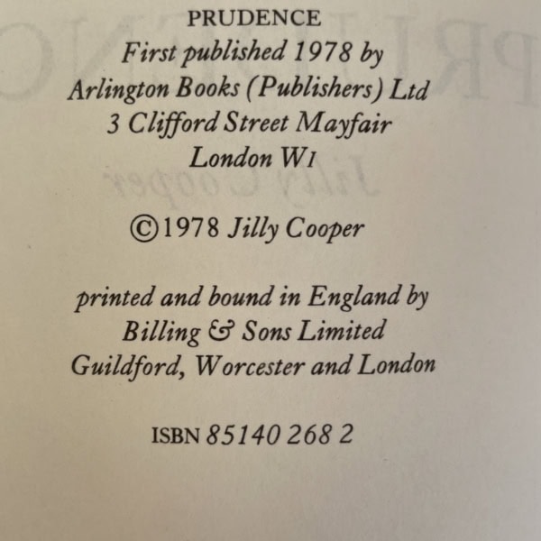jilly cooper prudence first ed2