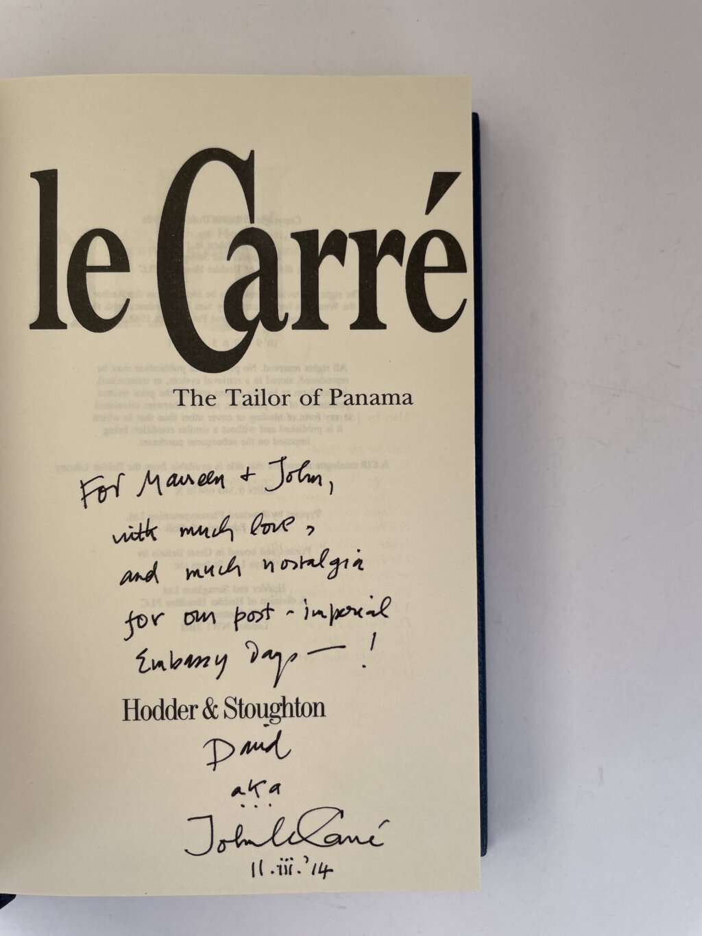 john le carre the tailor of panama rebound inscribed 2