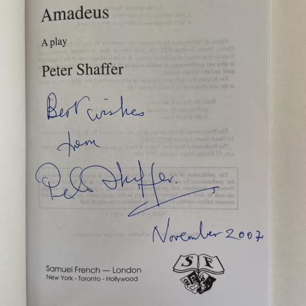 peter shaffer amadeus signed first edition2