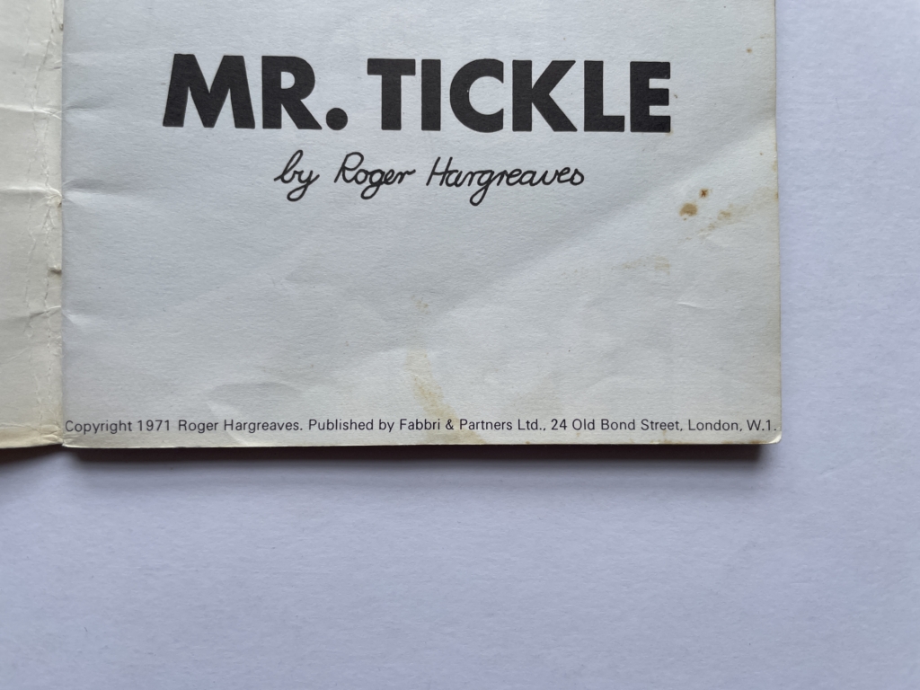 roger hargreaves me tickle first edition2