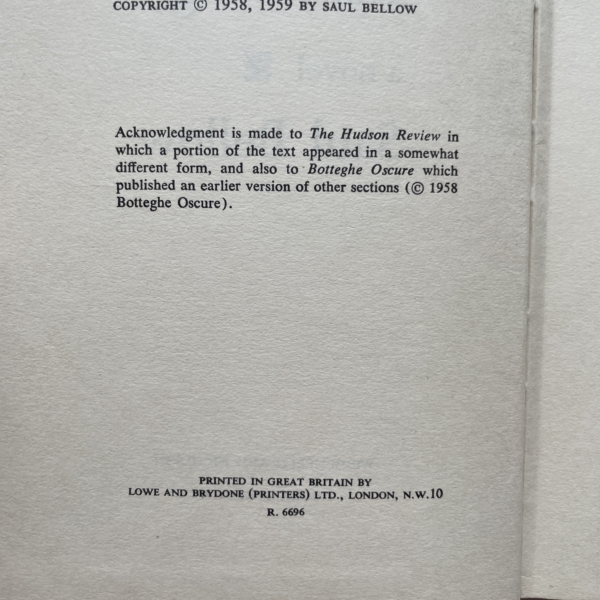 saul bellow henderson the rain king first edition2