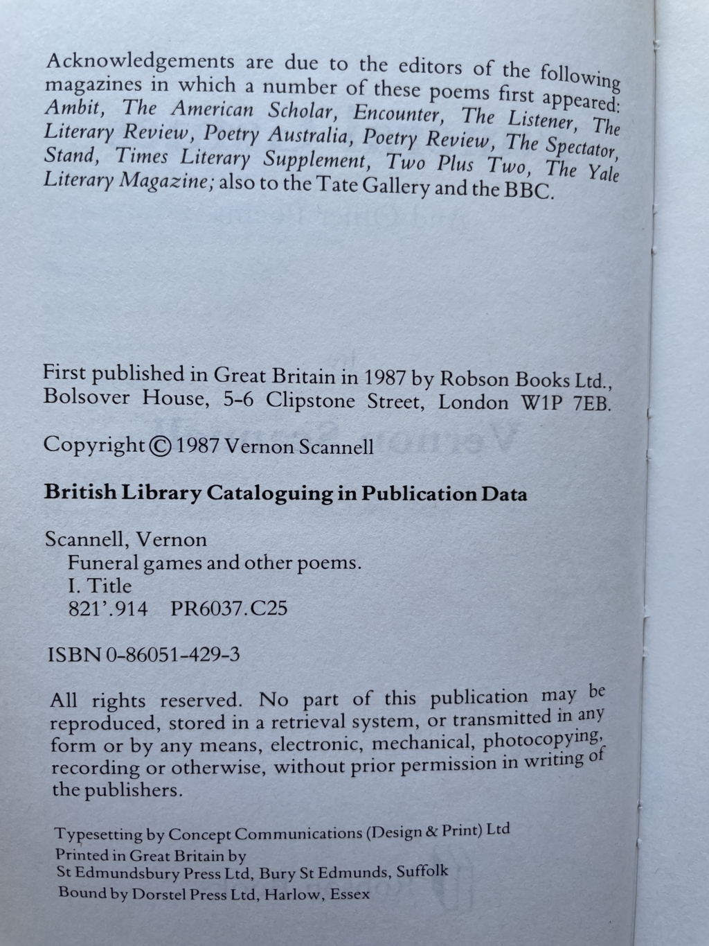 vernon scannell funeral games signed first edition3