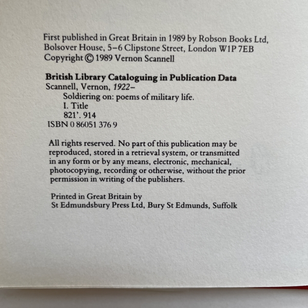 vernon scannell soldiering on signed first 3