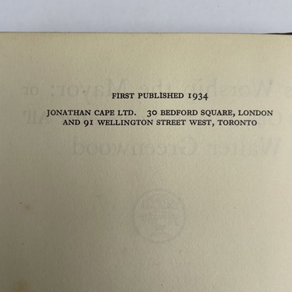 walter greenwood his worship the major signed first3