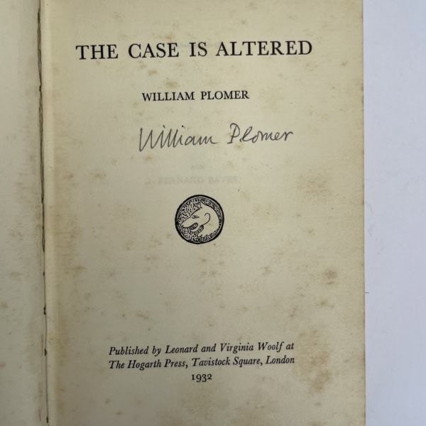 william plomer the case is altered signed first2